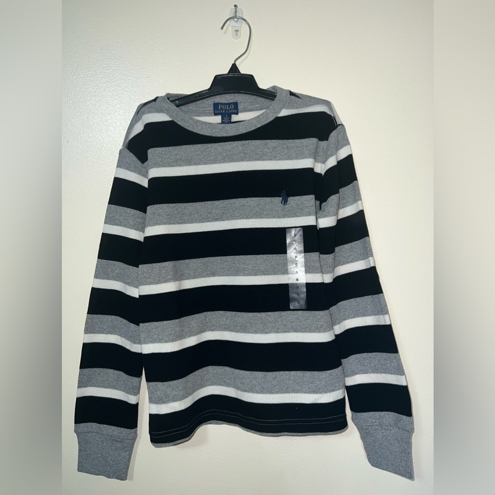 Polo Ralph Lauren waffle shirt (Size 5Y) black and gray
